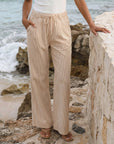 Lightweight Blythe Drawstring Pants with vertical yarn-dyed stripes and wide-leg relaxed fit