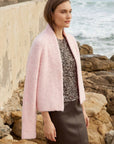 Cely Cropped Cardigan plush stretchy blend open front long raglan sleeves cropped length layering piece