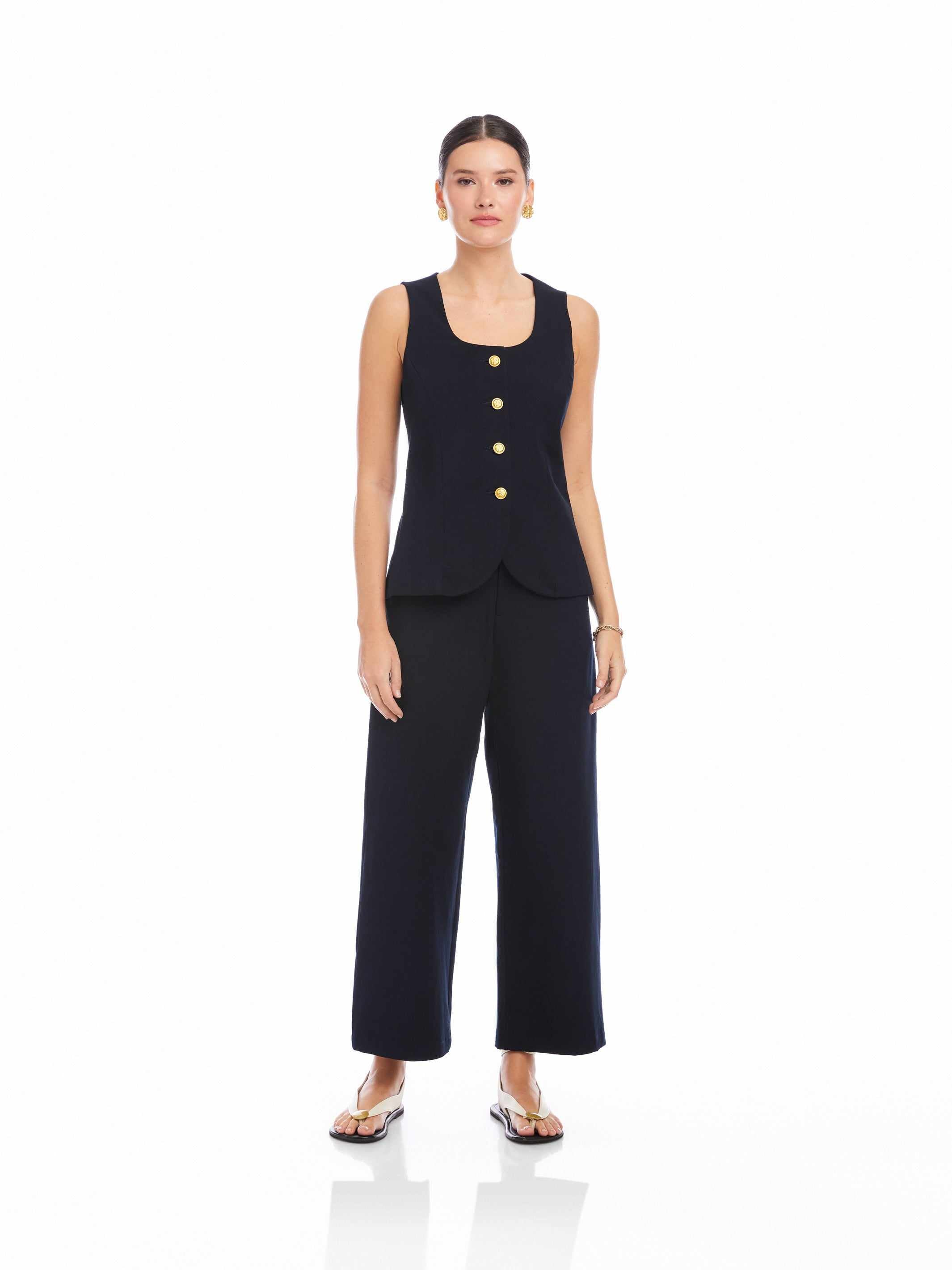 June Button-Up Vest - Stylish & Structured Sleeveless Top | Buy