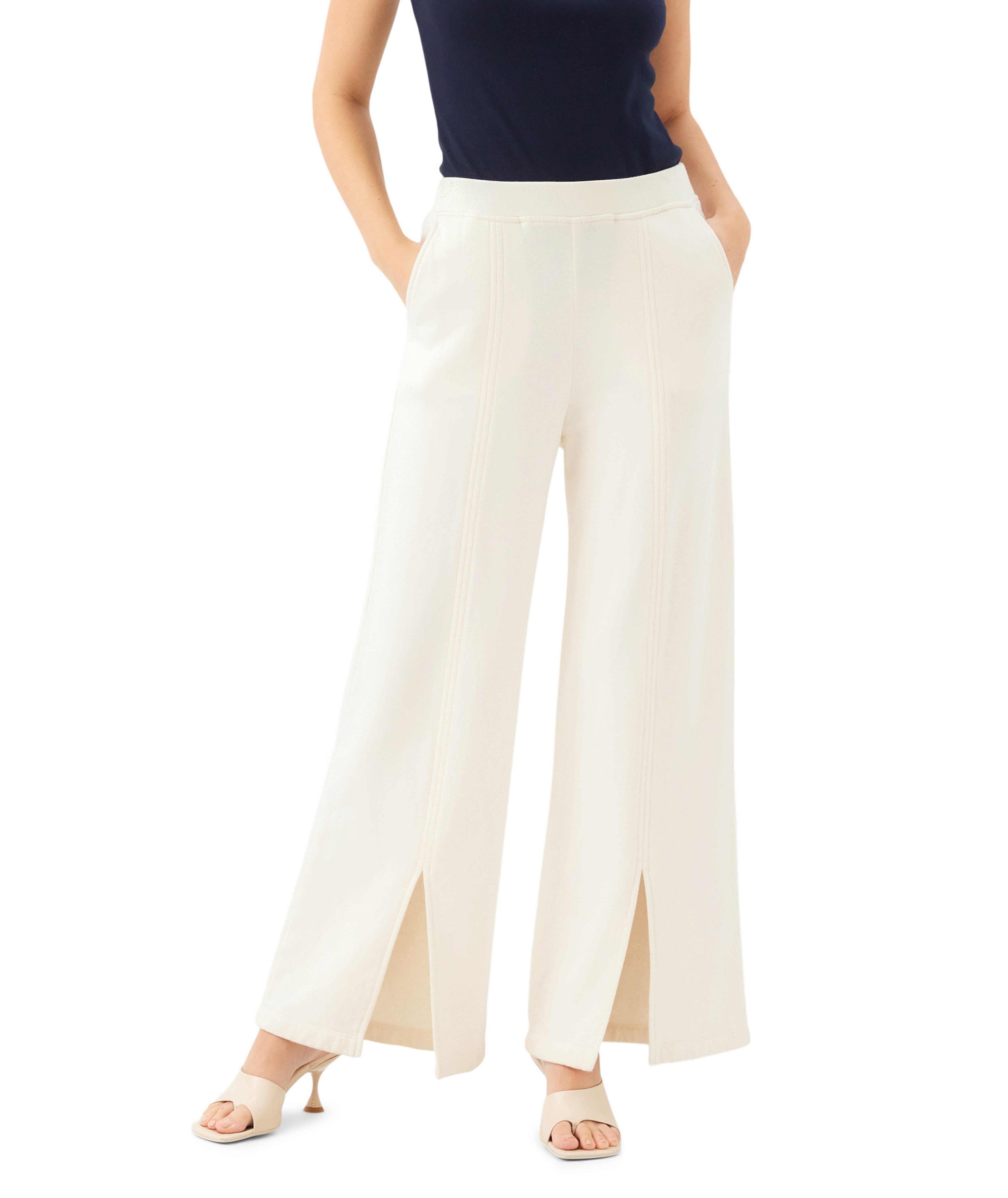 Front-Slit Sweatpants - Comfortable Wide-Leg Fleece, Made in USA 