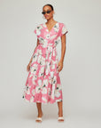 Kristine Tiered Front Slit Midi Dress