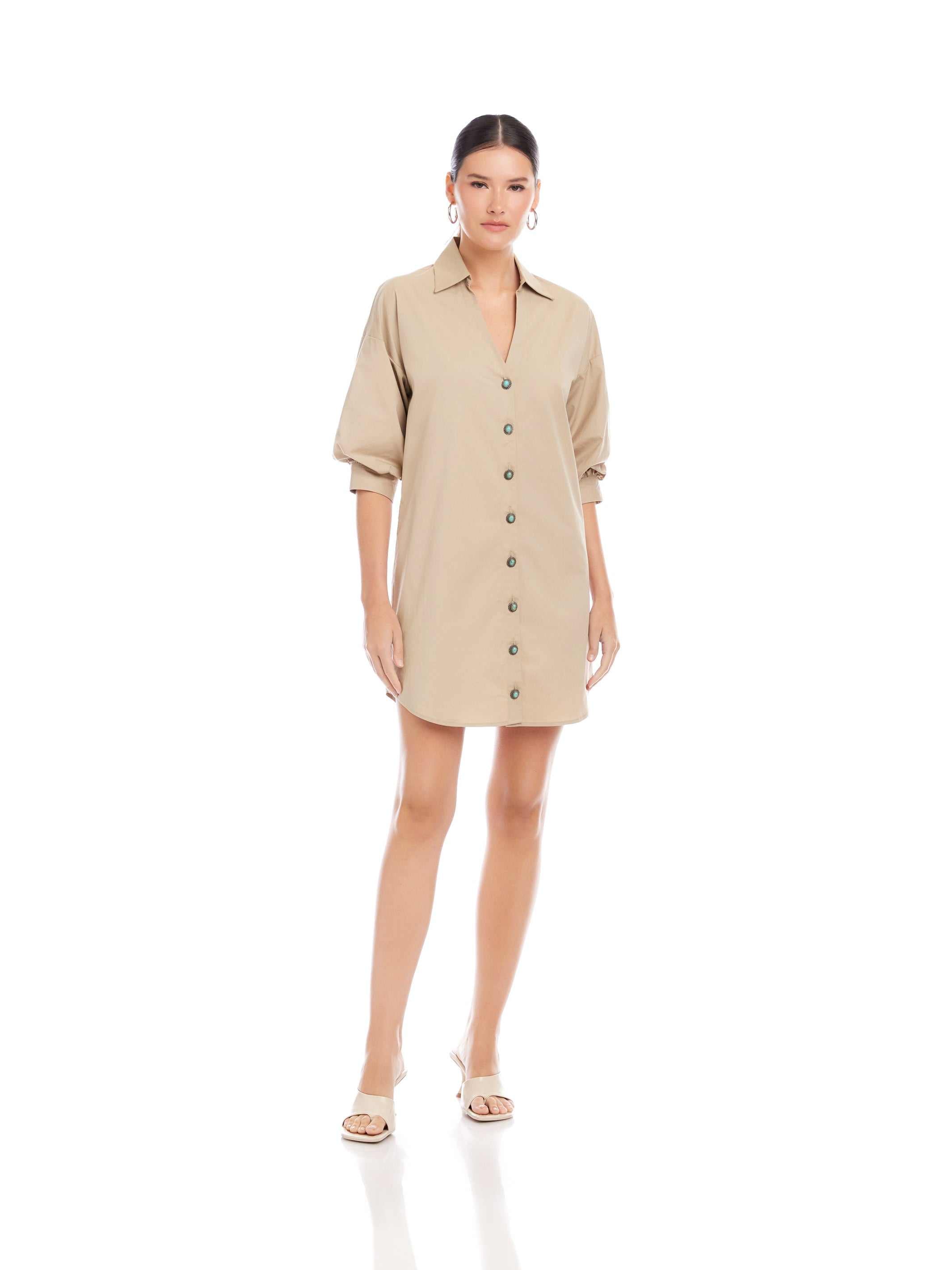 Volume Shirt Dress【L'Or】 Phoebe Lantern Sleeve Shirtdress - Modern Classic Style for Women