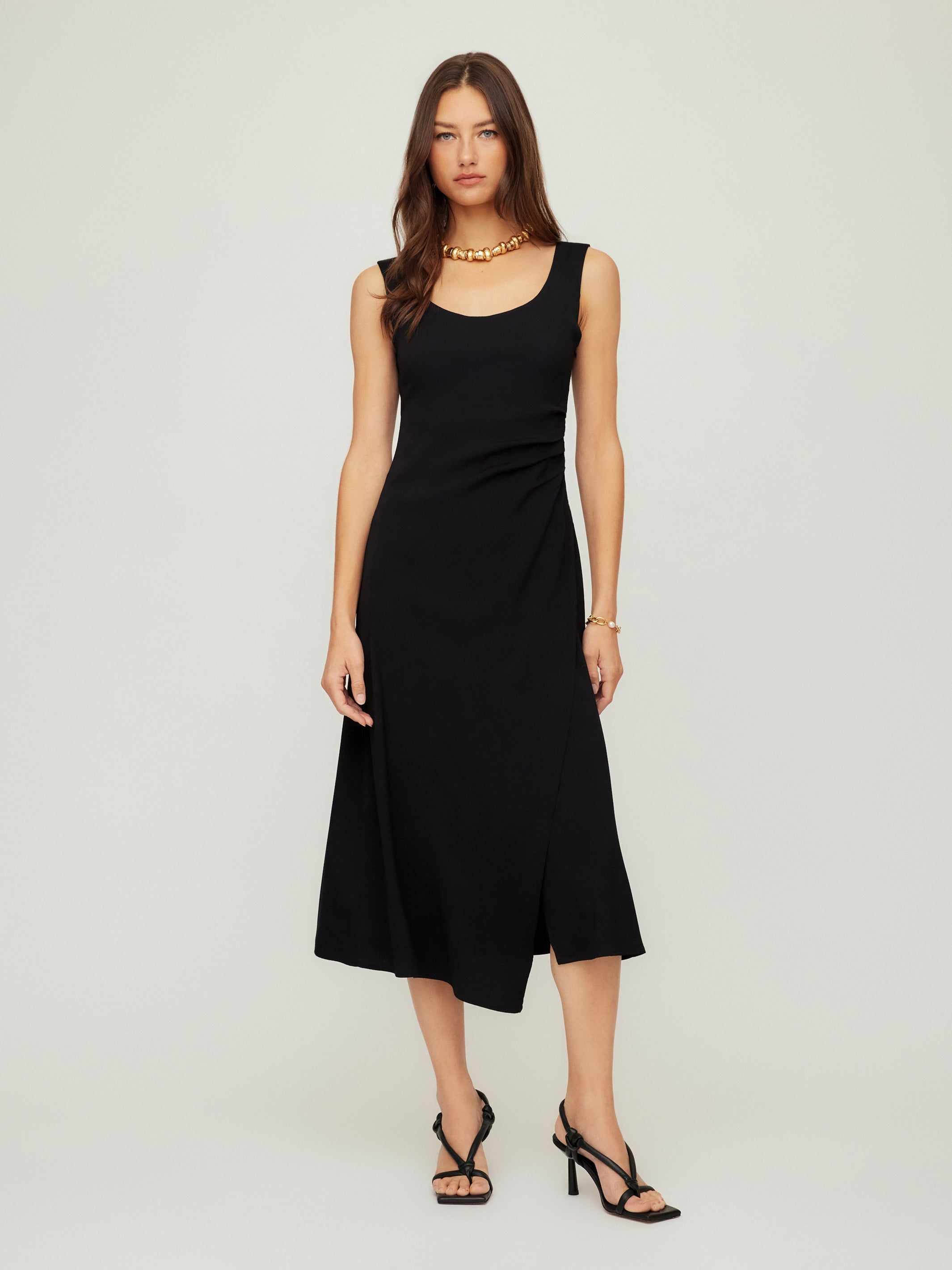 dress with side pleats olive dress with side pleats at the waist