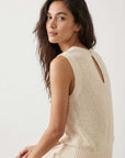Kimmy Keyhole Sweater Tank sleeveless knit top with crew neck and back keyhole detail