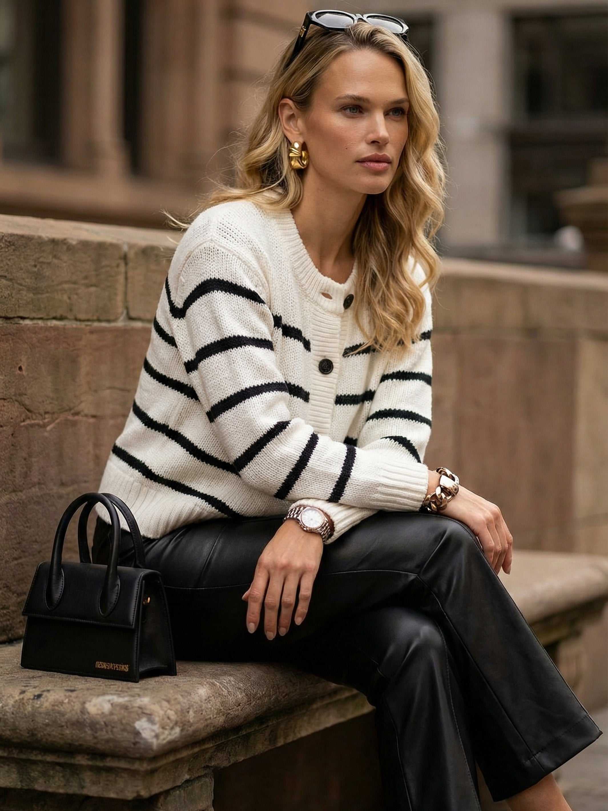 Luca Cardigan Sweater - Classic Stripes, Relaxed Fit, Timeless