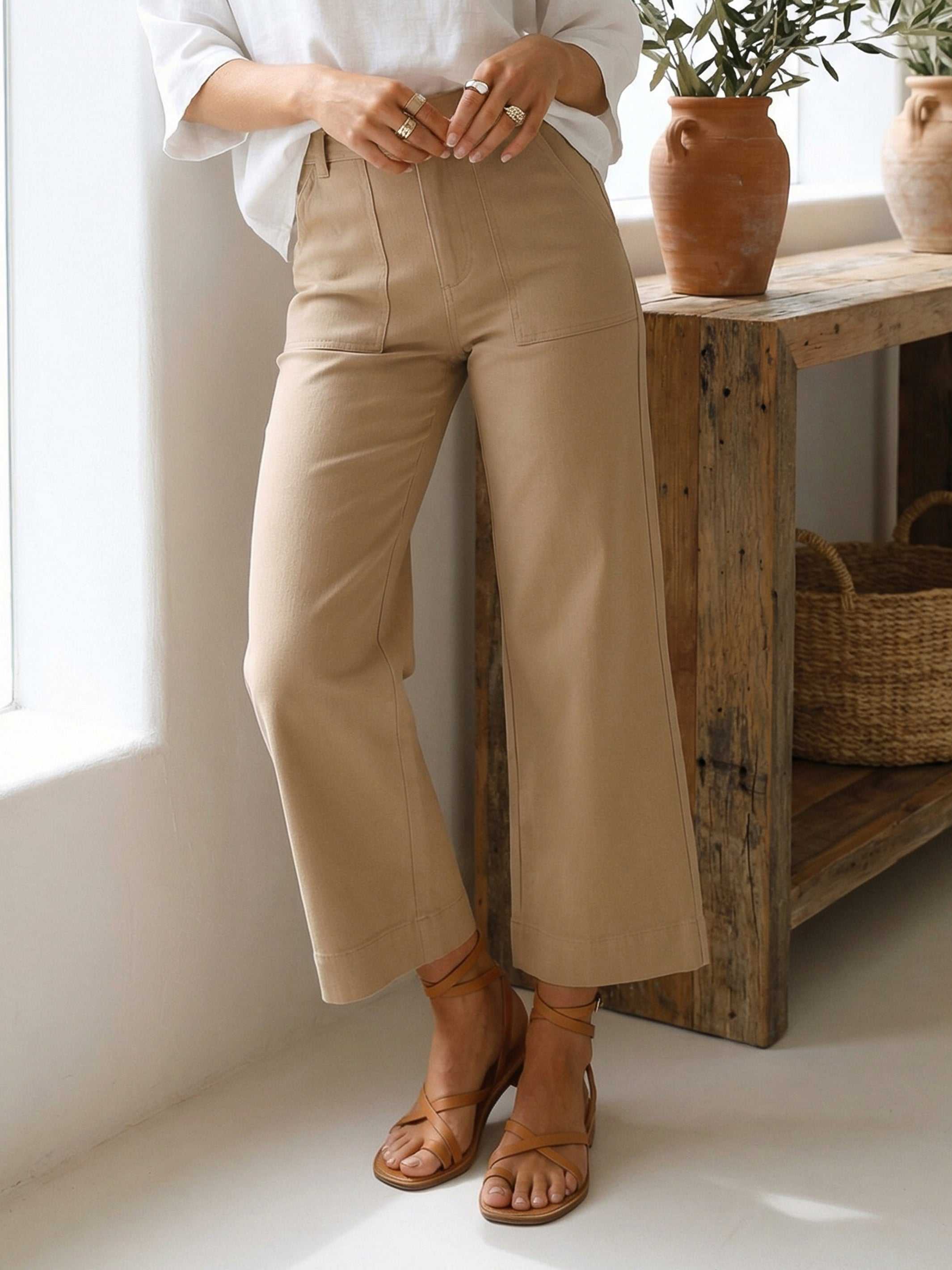 Rylee Crop Pants - Stylish Wide-Leg Cropped Pants for Modern Looks 
