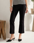 Sigourney Pintuck Pants high rise wide leg cropped with pintuck detail and elastic waist in soft viscose blend