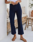 Sigourney Pintuck Pants high-rise wide-leg cropped pants with pintuck detail and elastic waist in soft viscose blend