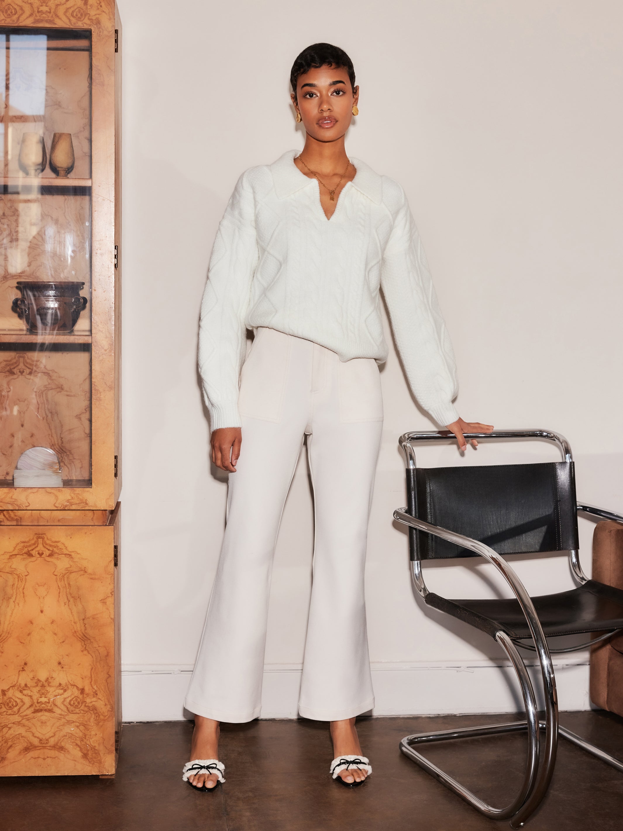 Fifteen Twenty Women's Reagan Bootcut Pants In Ecru 3F23207