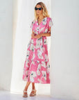 Kristine Tiered Front Slit Midi Dress