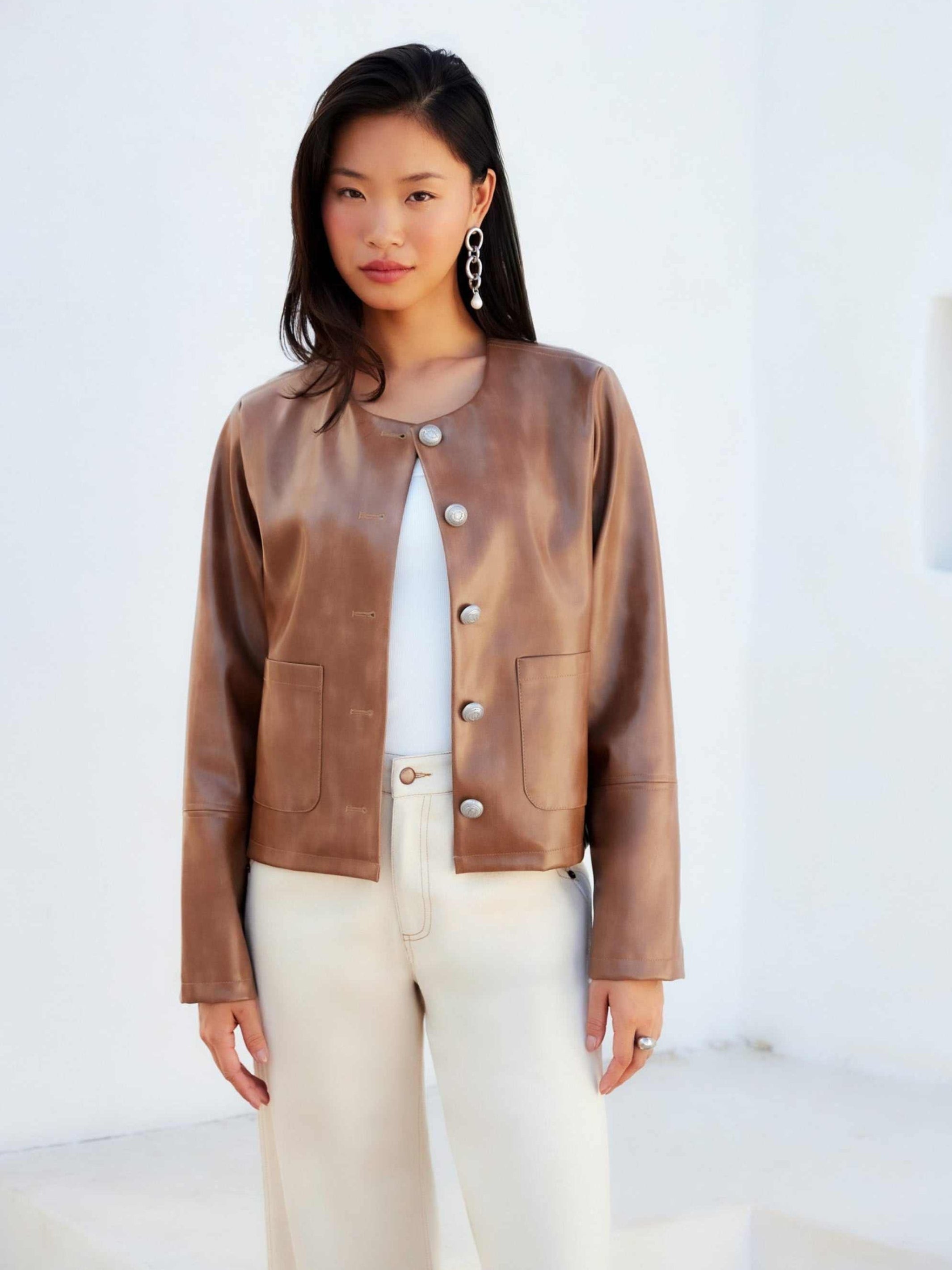 Kaylyn Faux Leather Jacket - Modern Style, Faux Leather, Fully