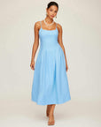 Jessa Midi Dress sleeveless linen blend with adjustable straps and side pockets