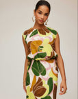 Sami Top sleeveless scoop neck floral print relaxed fit pull-on elastic hem
