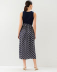 Contrast Belted Midi Dress