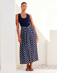 Contrast Belted Midi Dress