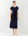 Aveline Side-Twist Midi Dress