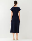 Aveline Side-Twist Midi Dress