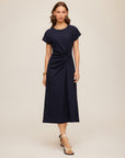 Aveline Side-Twist Midi Dress