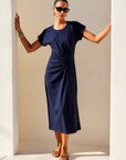 Aveline Side-Twist Midi Dress