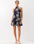 Brenda Embroidered Ruffle Hem Dress