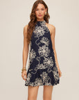 Brenda Embroidered Ruffle Hem Dress