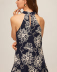 Brenda Embroidered Ruffle Hem Dress