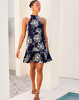 Brenda Embroidered Ruffle Hem Dress
