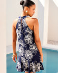 Brenda Embroidered Ruffle Hem Dress