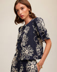 Nadine Embroidered Bow Detail Top