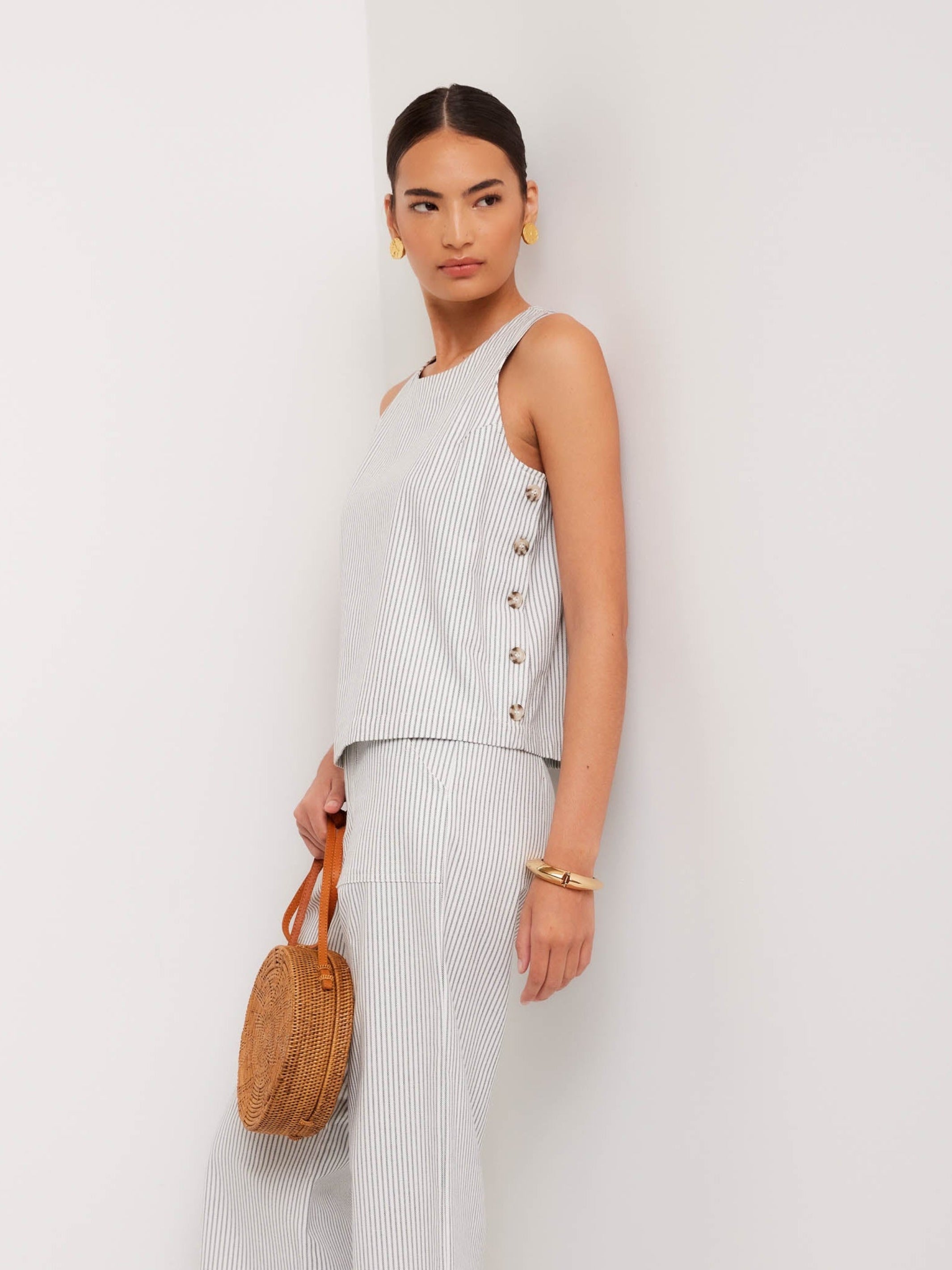 パンツ ella selectshop waist rib pants (cream) パンツ ella selectshop waist rib pants (cream) Women