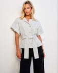 Belted Button-Up Top