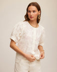 Jalen Embroidered Puff Blouse