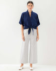 Janice Cuffed Sleeve Tie-Front Top