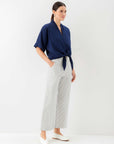 Janice Cuffed Sleeve Tie-Front Top