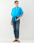Janice Cuffed Sleeve Tie-Front Top