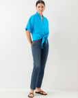 Janice Cuffed Sleeve Tie-Front Top