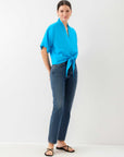 Janice Cuffed Sleeve Tie-Front Top