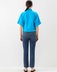 Janice Cuffed Sleeve Tie-Front Top
