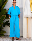 Janice Cuffed Sleeve Tie-Front Top