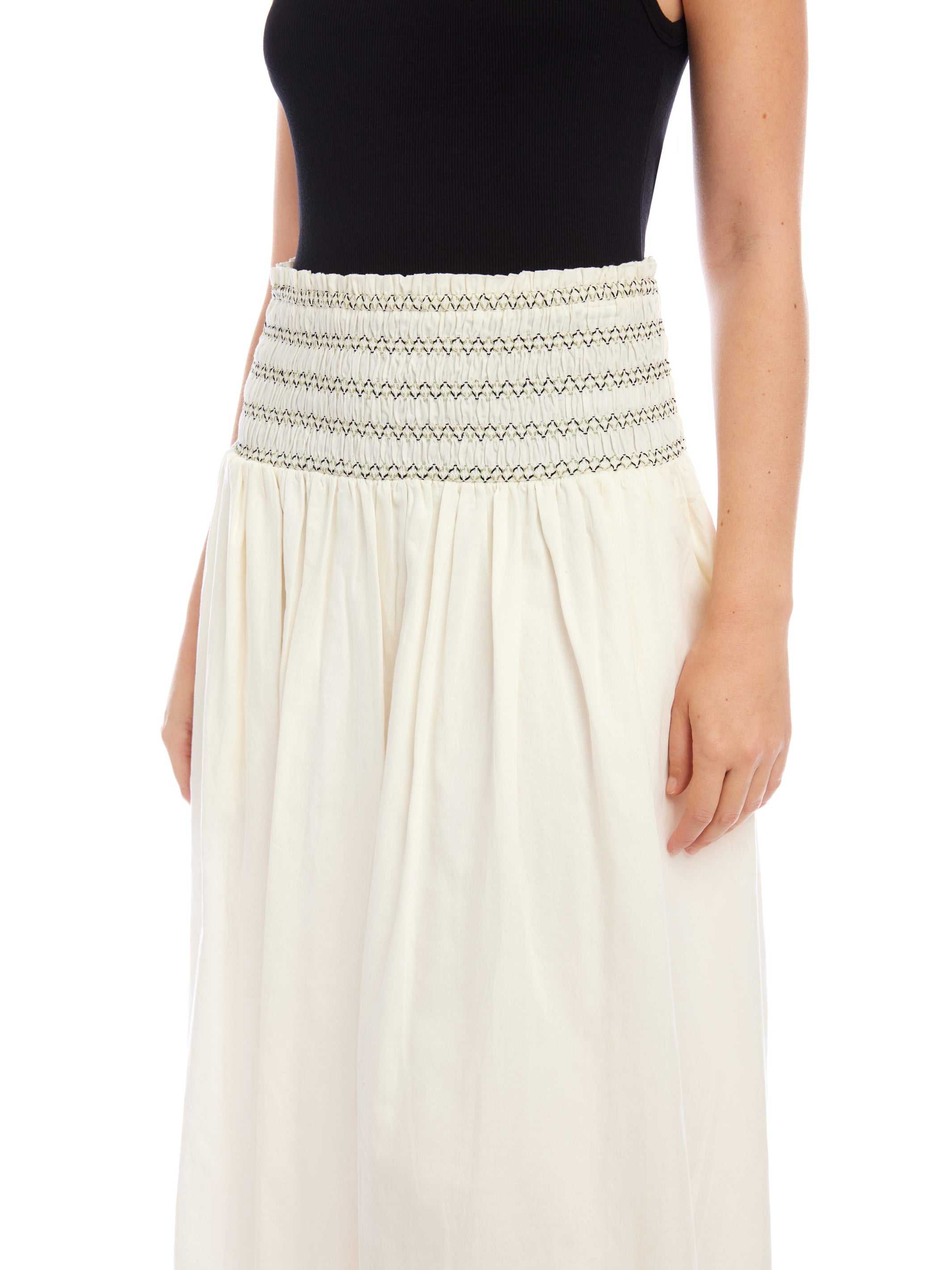 Elsa Smocked Waist Midi Skirt