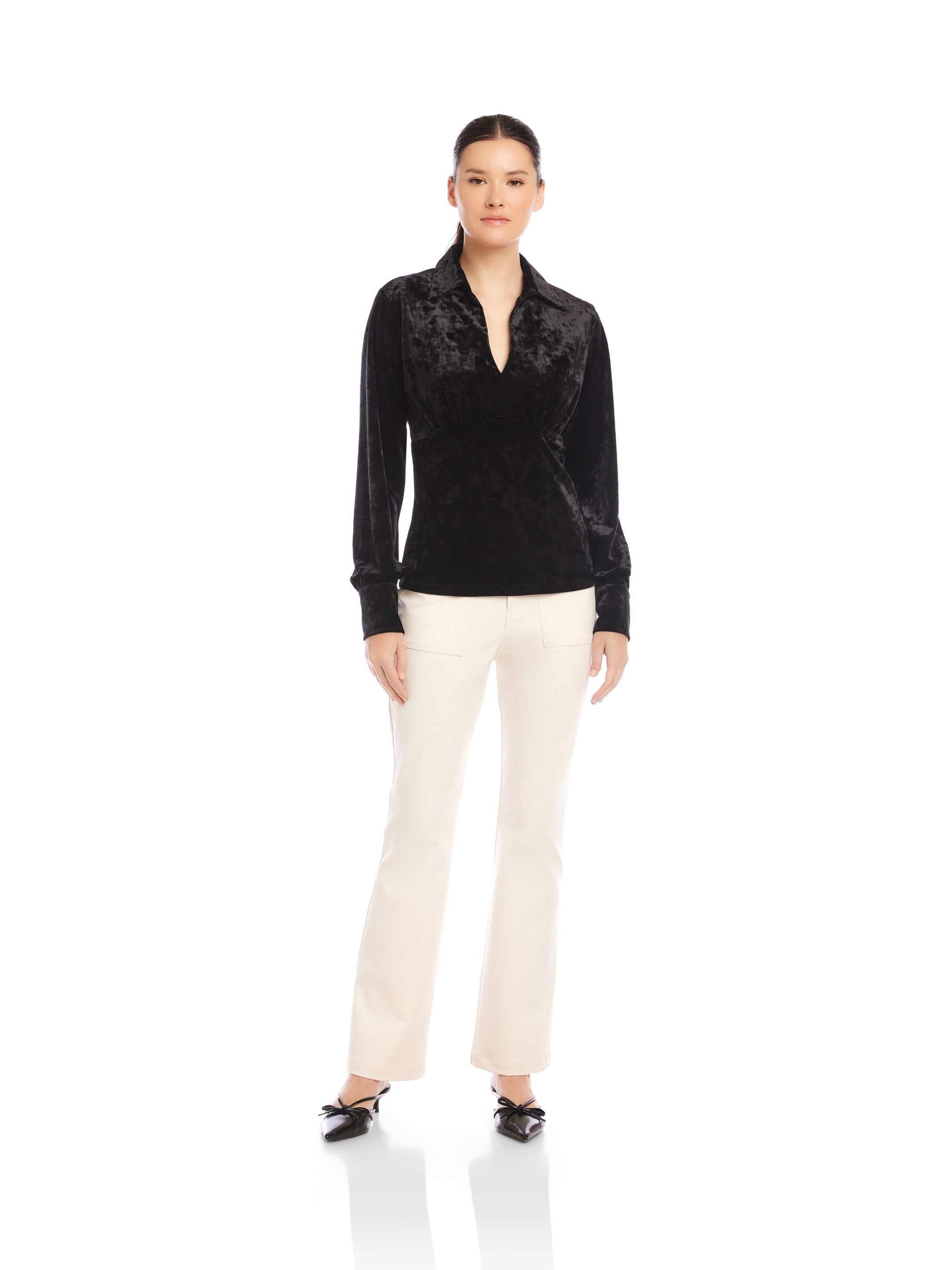 Bianca Collared Shirred Top