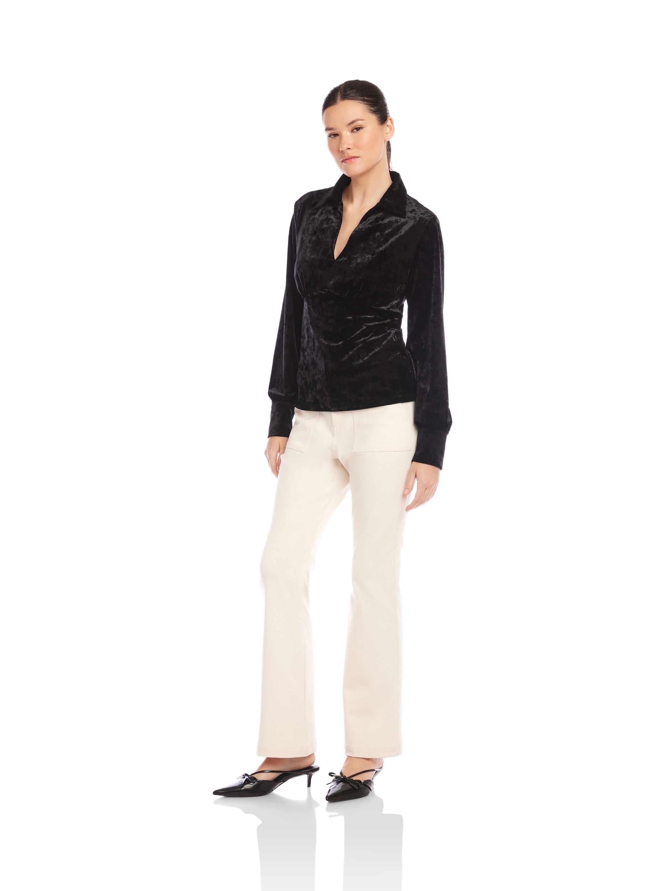Bianca Collared Shirred Top
