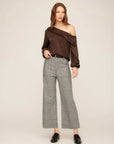Rylee Crop Pants high-rise wide-leg stretch plaid fabric with front pockets