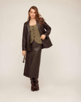 Kaia Faux Leather Midi Skirt