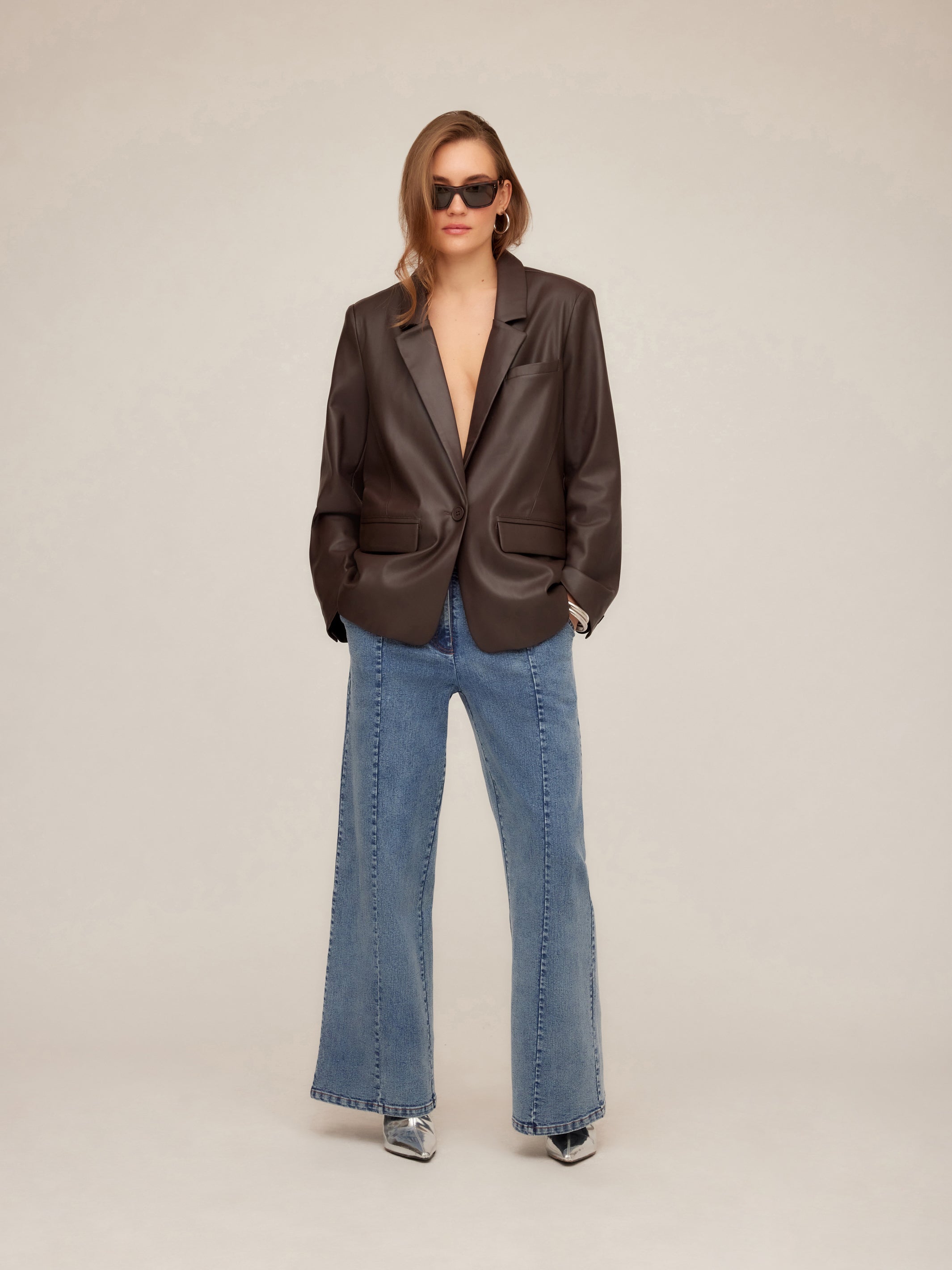 Regan Faux Leather Blazer