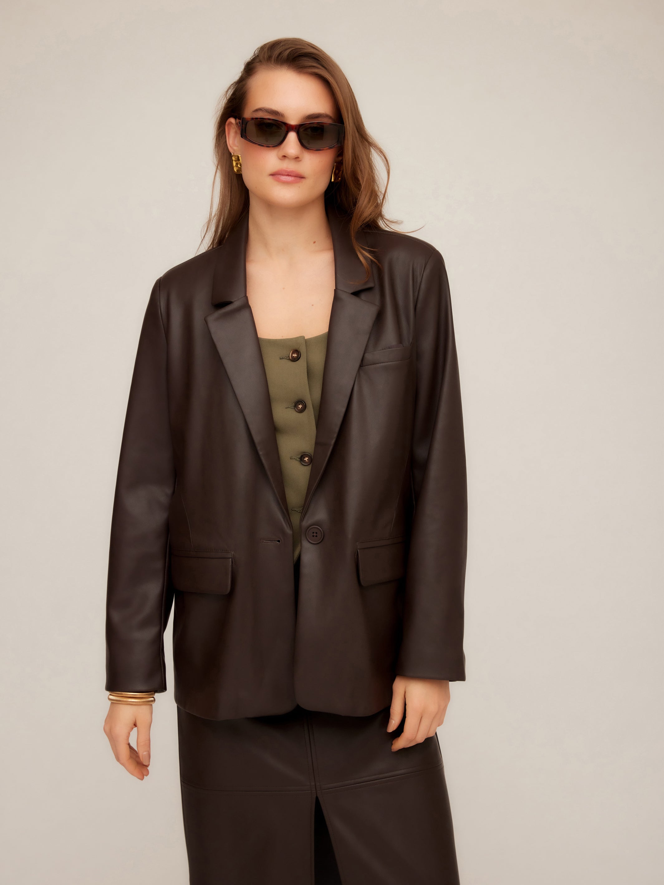 Regan Faux Leather Blazer | Fifteen Twenty Clothing
