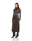 Kaia Faux Leather Midi Skirt