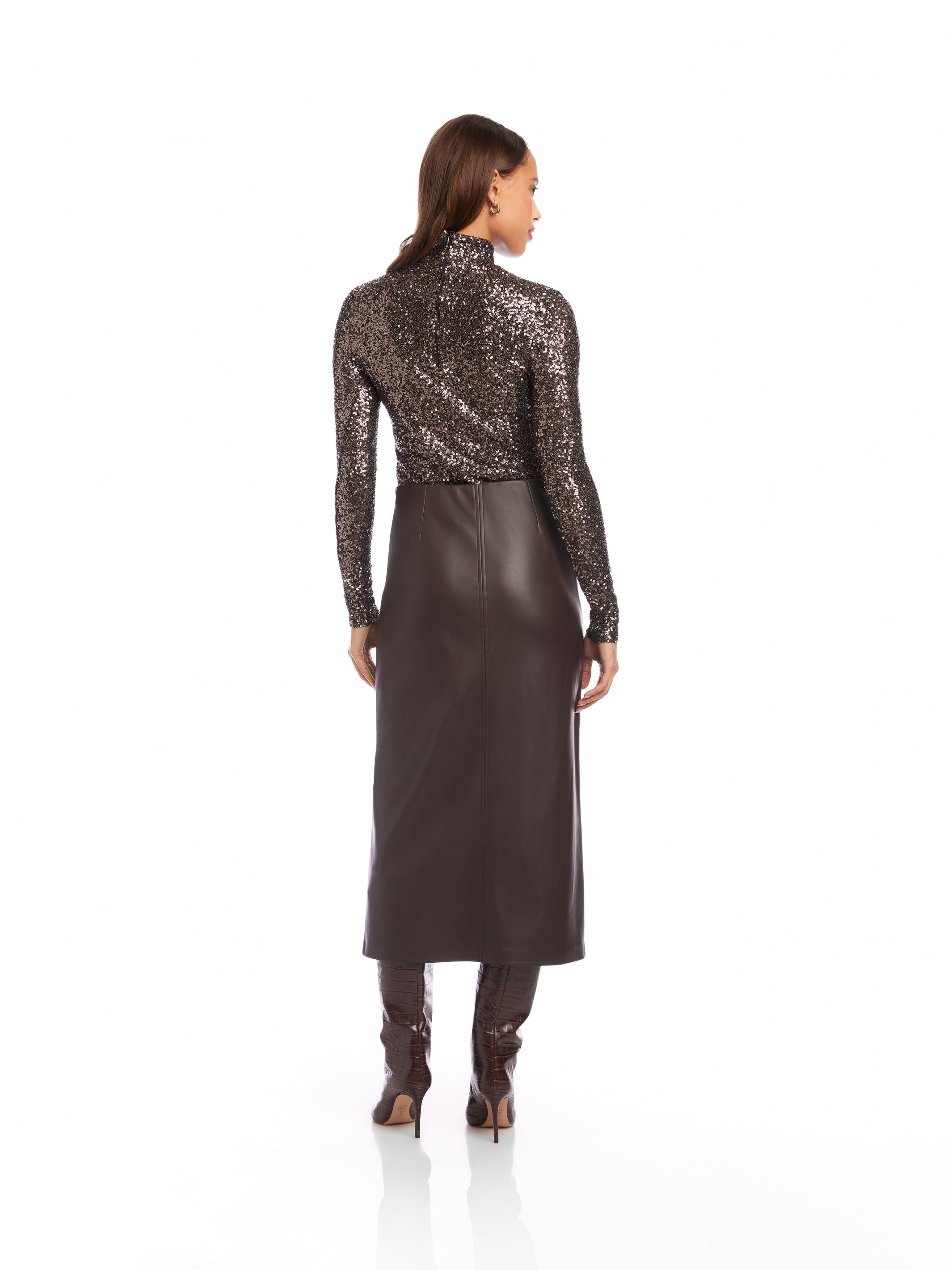 Kaia Faux Leather Midi Skirt