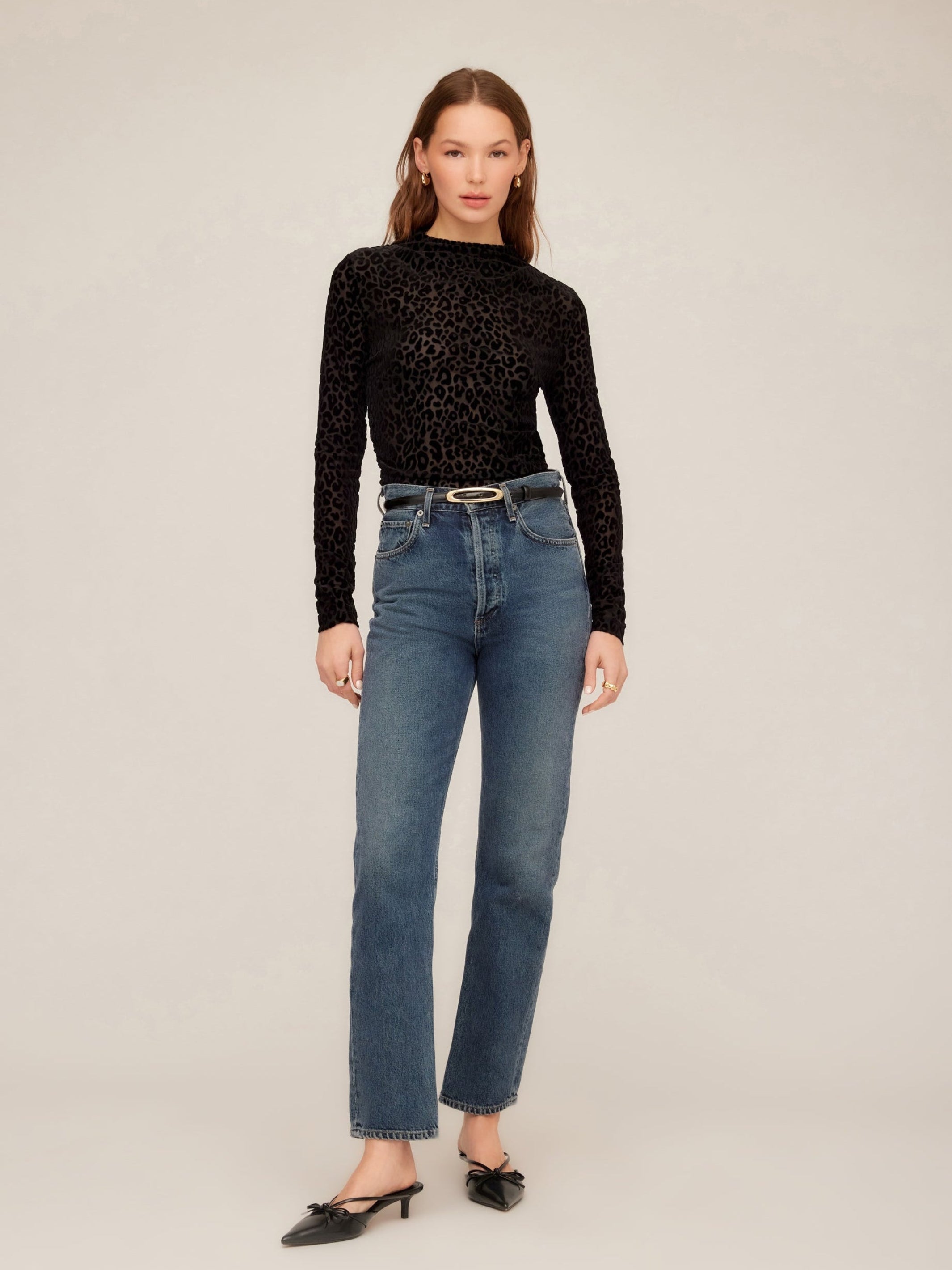 Khami Velvet Burnout Shirred Top
