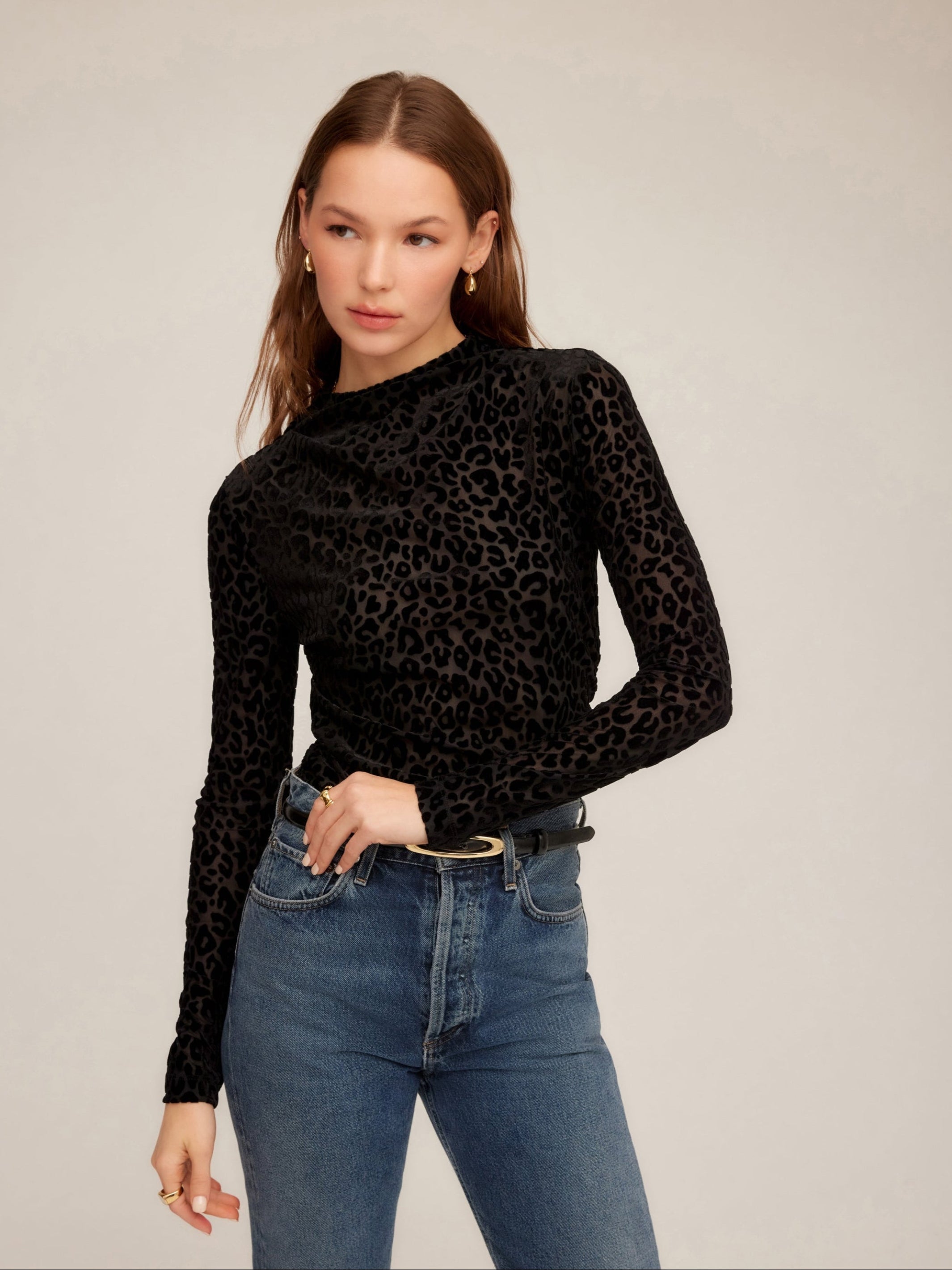 Khami Velvet Burnout Shirred Top